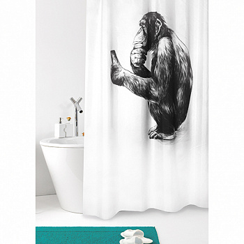 Штора для ванной комнаты текстильная Bacchetta 180х200 Monkey, 7827